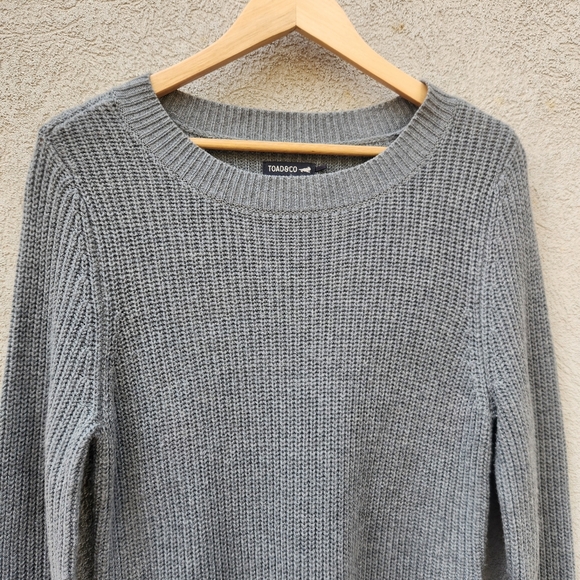TOAD & CO Women's Sweater Dress Medium Gray Lambswool Ribbed Classic Minimalist - Picture 2 of 8